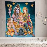 Home Decor Tapestry Lace Wall Hanging Hindu God Shiva Tapestry Indian Painting Wall Rug Yoga Mat