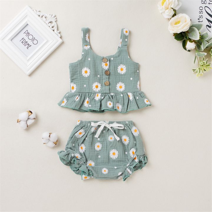 2021-summer-newborn-baby-girl-s-flower-printed-2pcs-clothes-set-sleeveless-cotton-linen-ruffled-tops-e-shorts-infant-suit