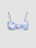 ➦ Cider ชุดว่ายน้ำผู้หญิง เสื้อบิกินี่ผญ ลุคไปทะเล สไตล์เซ็กซี่Toile de Jouy Knotted Underwire Bikini Top