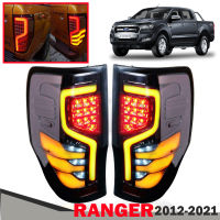 ไฟท้าย LED สำหรับรถ รุ่น FORD RANGER ( ฟอร์ด เรนเจอร์ ) ปี 2012 - 2021 สีสโม๊ค 1คู่ พร้อมชุดสายไฟ พร้อมติดตั้ง