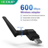 EDUP Bộ Chuyển Đổi Wifi USB2.0 600Mbps 2.4GHz 5.8GHz Wifi Băng Tần Kép thumbnail
