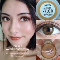 สินค้าแนะนำ  คอนแทคเลนส์  LUCKY CLOVER BROWN  [][มีค่าสายตาสั้นถึง 700] สีน้ำตาลขนาดมินิเซ็กซี่สินค้าแนะนำ