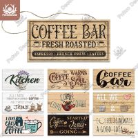 Putuo Decor Coffee Wooden Signs Plaque Wood Plate Rustic Hanging for Cafe Bar Kitchen Home Backyard Wall Art Decoration Gift Pipe Fittings Accessories