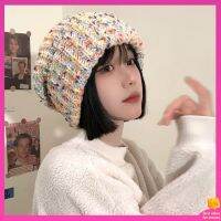 หมวกวินเทจ หมวกไหมพรมผู้ชาย หัวใหญ่หนาถัก beanie ผู้หญิงฤดูใบไม้ร่วงและฤดูหนาวใบหน้าอบอุ่นหมวกหลวมขนาดเล็กหมวกเสาเข็มอเนกประสงค์ instide