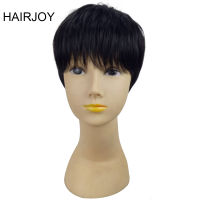 HAIRJOY Wig 1B Color Short Straight Synthetic Hair Woman Pixie Style High Temperature Fiber