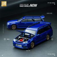 POPRACE 1:64 GTR R34 Stagea Bayside Blue Model Car Die-Cast Vehicles