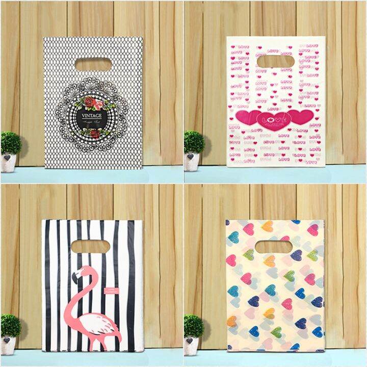 50pcs-15x20cm-20x30cm-small-jewelry-bag-cute-pattern-plastic-bag-with-handle-gift-bags-candy-cookie-party-favor-packaging-bag