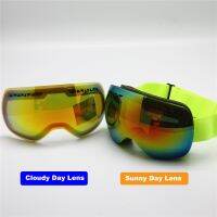 Ski Goggles with Sunny and Cloudy Day Lens Switchable Men Women Big Spherical Snowboard Glasses 2 Lenses Skiing Goggles