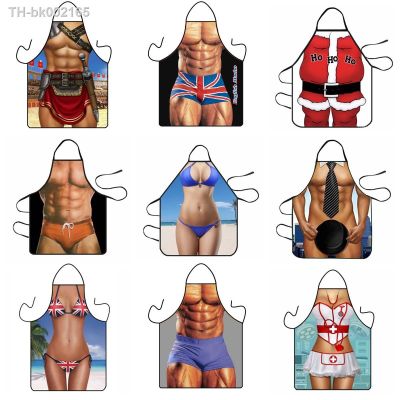 ❃✢♕ Funny Muscle Man Creativity Kitchen Apron for Men Women Home Cleaning Apron Baking Accessories Tablier Cuisine Delantal Cocina