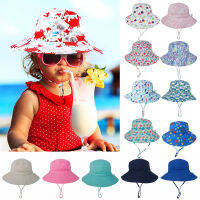 [hot]Summer Outdoor UV Protection Bucket Hat for Baby Kids Wide Brim Beach Sun Hat Adjustable Chin Strap Cap for 0-8 Years Girl Boy