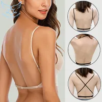【จัดส่งฟรี】Sexy Backless Bra For Women Lace Deep U Low Back Bralette Thin Cup Bra Halter Soft Seamless Elastic Underwear Tank Tops