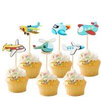 【Fun party】12ชิ้นเครื่องบิน CupcakeHelicopter GenderThemeDecoration สำหรับทารกฝักบัวอุปกรณ์งานเลี้ยงวันเกิด