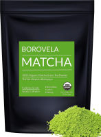 Organic Matcha Green Tea Powder - Culinary Grade USDA Certified - Natural Green Superfood For Matcha Smoothies Lattes and Baking - Borovela 100g 3.5oz