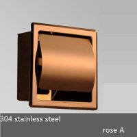 Black Recessed ToiletTissue Paper Holder All Metal Contruction 304 Stainless Steel Double Wall Bathroom Roll Paper Box