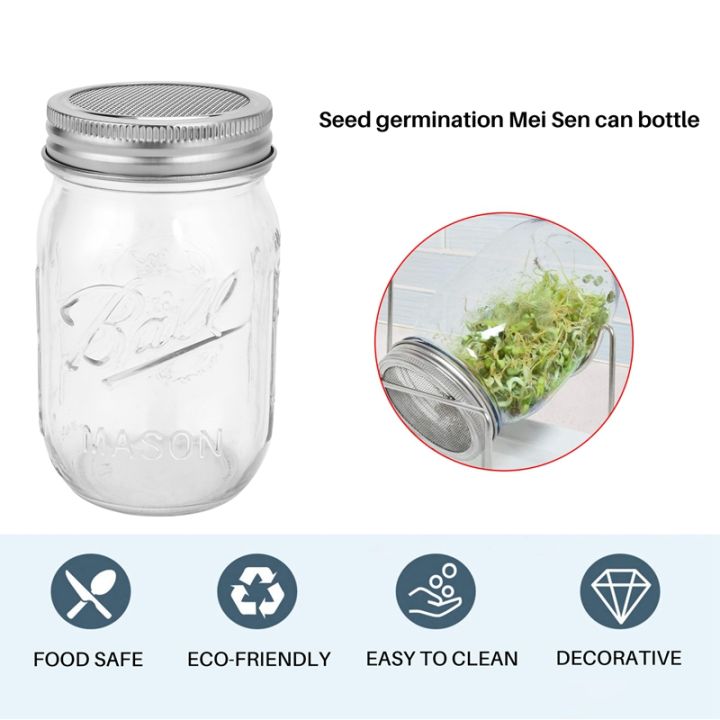 sprouting-jar-with-stainless-steel-screen-lid-wide-mouth-quart-mason-sprouter