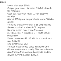 FUYU มอเตอร์สเต็ปเกียร์โลหะขนาดเส้นผ่าศูนย์กลาง15มม. ความแม่นยำสูงมอเตอร์สี่สายแบบสองเฟสความแม่นยำมอเตอร์ DC