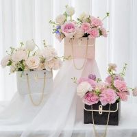 【LZ】☼✈∏  Portátil Flor Rosa Caixas De Embalagem Retângulo Envolvimento Saco Loja De Flores Casamento Dia Dos Namorados Presentes De Festa De Aniversário 4Pcs