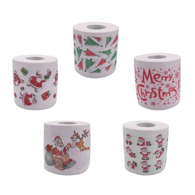 5 Styles Santa Claus Paper Roll Tissue Paper Towels Christmas Decorations Xmas Santa Office Room Toilet Paper 5 Roll