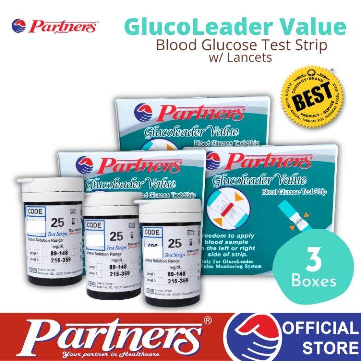 Partners GlucoLeader Value Blood Glucose Test Strip 3 boxes Lazada PH