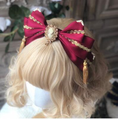 Original Hand-made Gorgeous Golden Lolita Tassel Headband Japanese Kimono Headdress Hair Accessories Hair Bows