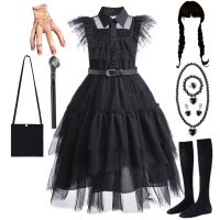 【CC】 for Gothic Costume Kids Teen Wednesdays Addams Vestidos Robe