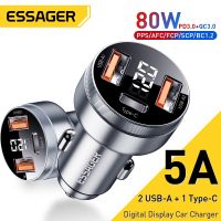 【Super Like】✎Essager 80W ที่ชาร์จแบตในรถ USB PD Type C ชาร์จเร็ว QC3.0 SCP 5A เร็วสำหรับ iPhone 14 13 Xiaomi Samsung โทรศัพท์