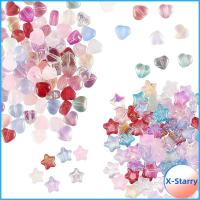 X-STARRY สไตล์ผสมกัน ลูกปัดแก้วคริสตัลหัวใจ สีผสมกัน ลูกปัดรูปหัวใจ 200ชิ้นค่ะ ลูกปัดแก้วพ่นสีใส การทำเครื่องประดับ