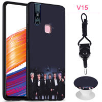 BTS โทรศัพท์เคสสำหรับ VIVO V15/1819/1831A ซิลิคอนนุ่มกรณีที่มีรูปแบบเดียวกันแหวนและเชือก