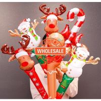 [Wholesale Price]Snowman Inflatable Stick Balloon Christmas Decor Christmas Foil Decoration Balloons 24 Inch Christmas Inflatable Stick Cane Balloon