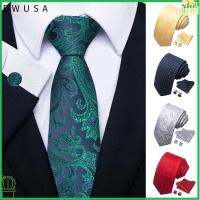 EWUSA คลาสสิกแบบคลาสสิก Cravat ธุรกิจสำหรับธุรกิจ การออกแบบใหม่ล่าสุด กระเป๋าสี่เหลี่ยม อุปกรณ์เสริมเสื้อ ผ้าไหมโพลีเอสเตอร์ เน็กไท สำหรับผู้ชาย