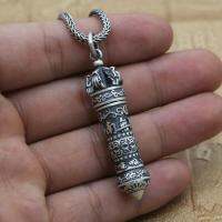 100% 990 Silver Tibetan E Mi Tuo Fo Gau Pendant Necklace Buddhist Words Box Pendant Necklace Buddhist Box Amulet