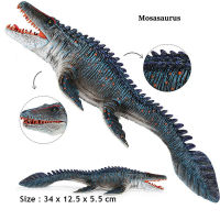 จุด34*12.5*5.5เซนติเมตรจำลองแบบคงที่แข็งทะเลไดโนเสาร์ Mosasaur รุ่น (ที่สามารถเคลื่อนย้ายปาก) ตกแต่งของขวัญเด็ก