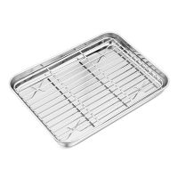 Stainless Steel Baking Tray with Removable Cooling Rack Non-Stick Chips Basket Baking Dish Grill BBQ Tray Accessories