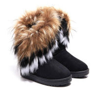 Fashion Womens Boots Winter New Snow Boots in The Tube imitation Fox Hair Ladies Cotton Boots Comfortable Warm Womens Boots