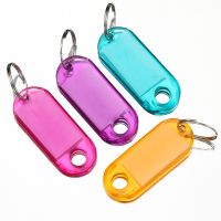 20pcs Key Tags Crystal Plastic Split Key Ring with Paper Labels Clear Windows Flexible Key Organizer DIY Light Item Identifiers Key Chains