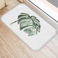 40*60cm Tropical Leaves Plant Pattern Anti-Slip Suede Carpet Door Mat Doormat Outdoor Kitchen Living Room Floor Mat Rug 48307