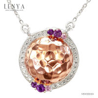 Lenya Jewelry  สร้อยคอเงินแท้ 925 ผสานเทคนิคการชุบ 2 ชนิด Pink Gold และ Rhodium ดีไซน์เป็นทรงกลม หลังเบี้ย ประดับด้วย Amethyst 4 เม็ด และ Pink Sapphire 2 เม็ด สวยหรู ดูแพง เหมาะกับสาวยุคใหม่