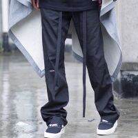 【Original】Velcro Ribbon Pants High Street Loose Nylon Casual Sports Pants