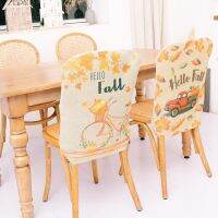 Dining Room Chair Back Covers Washable Slipcovers with Red Truck Pumpkin Fall Harvest Seat Protector Cover for Thanksgiving Day Sofa Covers  Slips