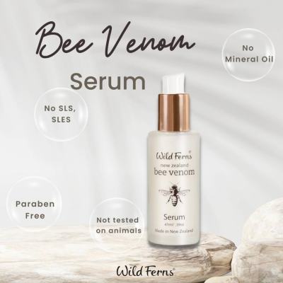 WILD FERNS (ไวล์ดเฟิร์นส) BEE VENOM SERUM WITH ACTIVE MANUKA HONEY 80+ เซรั่มบีวีนอม (พิษผึ้ง) 47 ML