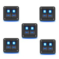 2 Gang Rocker Switch Panel 5Pin on Off Pre-Wired Rocker Switch Waterproof Switche Panel for Car Marine ATV Trailer