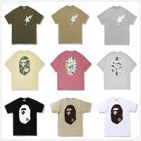 BAPE เสื้อผ้านักเรียนตัวบนแบบไม่มีซับในแขนสั้นทรงหลวมพิมพ์โลโก้ญี่ปุ่น