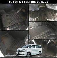 พรมปูพื้นรถยนต์ TOYOTA VELLFIRE 2015-20 พรมยางลายหนังเรียบ เข้ารูป เต็มคัน