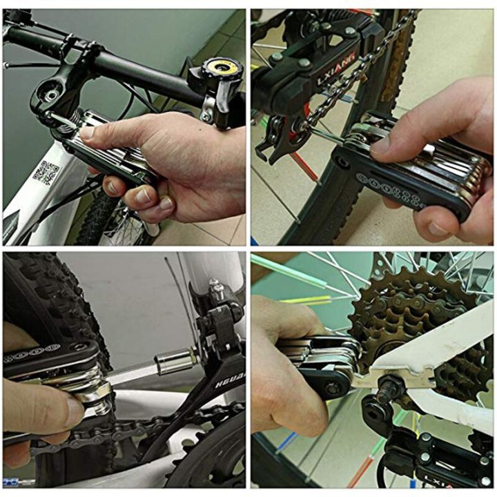 ชุดเครื่องมือซ่อมแซมจักรยานอเนกประสงค์16ใน1ชุดปั่นจักรยานมีคีย์หลายฟังก์ชันไขควงประแจซ็อกเก็ต
