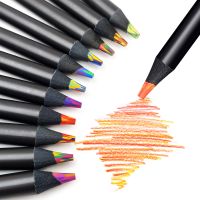 ┋﹉ 3pcs pastel 7 Colors Concentric Gradient Rainbow Pencil Crayons Colored Pencil Set cheap kawaii stationery Art Painting Drawing