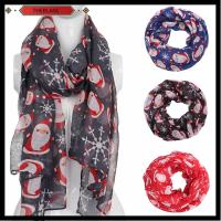 THEBLANC Casual Santa Claus Snow Organza Floral Scarves Print Scarf Long Shawl Chiffon