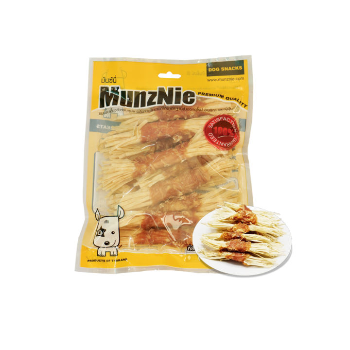 ขนมสุนัข-นมหมา-อาหารว่างสุนัข-munznie-ไก่พันปลาเส้น-10-ชิ้น-x1-pack
