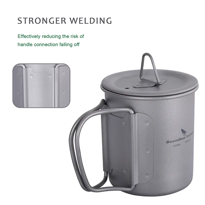 Drinkware　with　Boundless　Voyage　Camping　Handle　Titanium　500ml　Cup　Mug　Lid　Lazada　Folding　Outdoor　Pot　200ml　750ml　1250ml