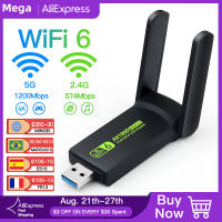 1800Mbps WiFi 6 USB Adapter 5G2.4GHz USB3.0 Wi-Fi Dongle 802.11ax ไร้สายการ์ดเครือข่ายเสาอากาศรับสัญญาณสูง Windows 10 11