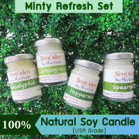 SenOdos ทียนหอมอโรม่า เทียนหอมสปา Minty Refresh Set - Soy Candles 45g x4กลิ่น(ยูคาลิปตัส,เปปเปอร์มินต์,สเปียร์มินต์และตะไคร้)